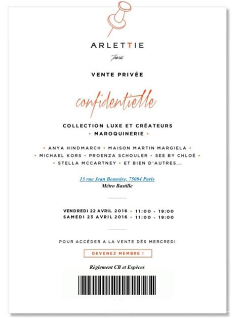 prochaine vente privée arlettie